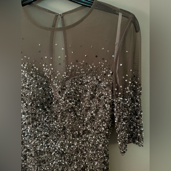 Adrianna Papell Beaded Sequined Maxi Dress Gown Wedding Mother of Bride - Picture 6 of 9